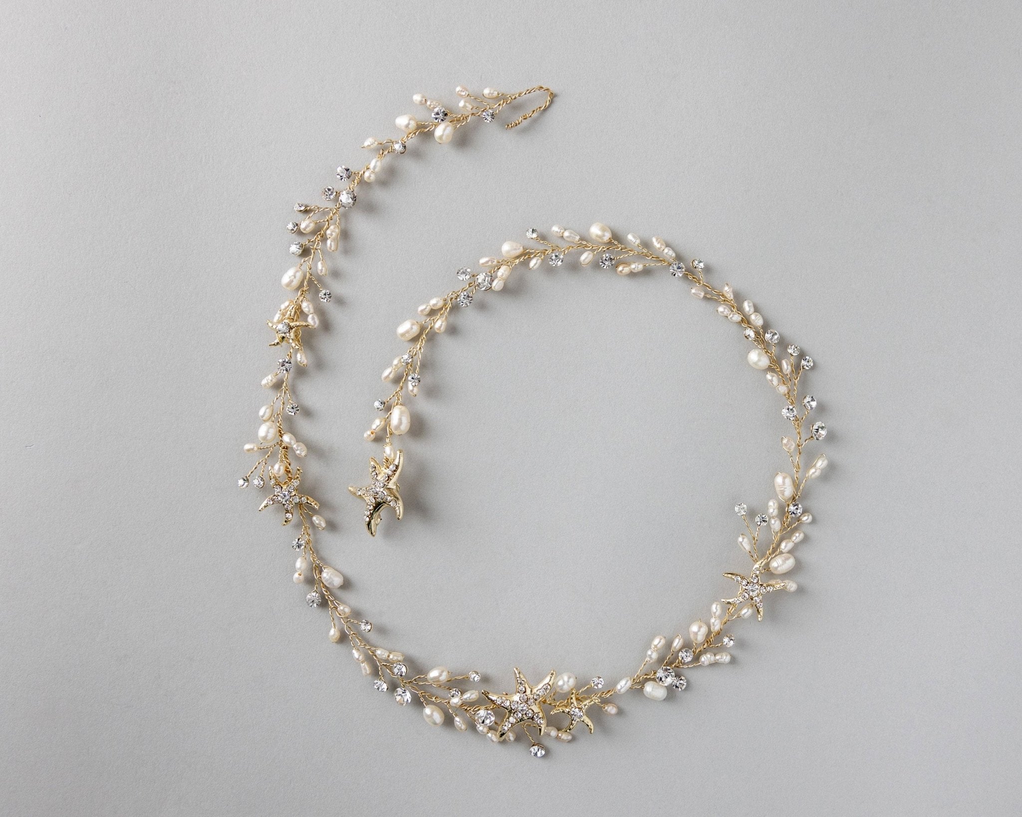 Beach Wedding Hair Vine with Pearls and Starfish - Hair Vine - Cassandra Lynne