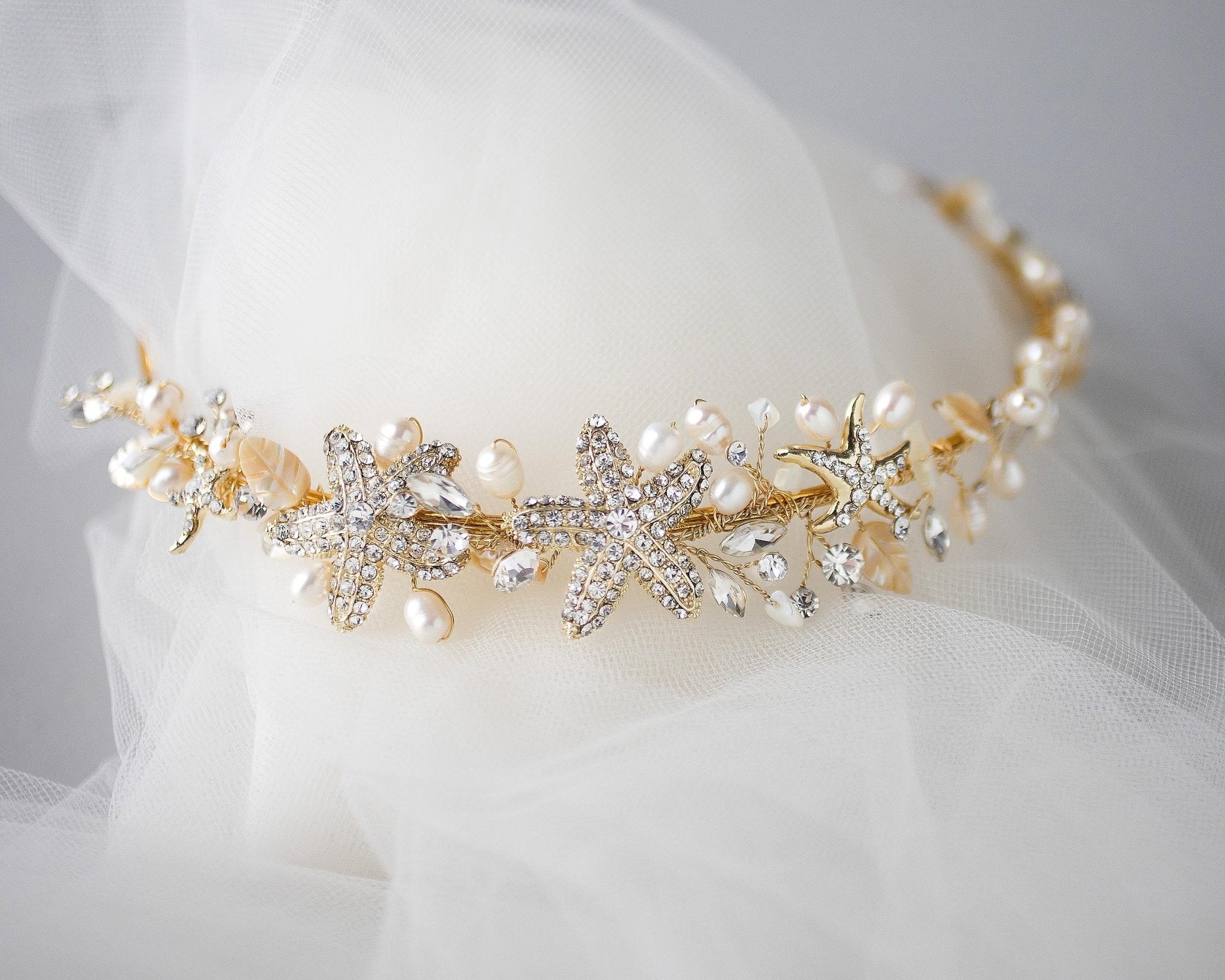 Beach Wedding Headband with Starfish and Shells - Headband - Cassandra Lynne