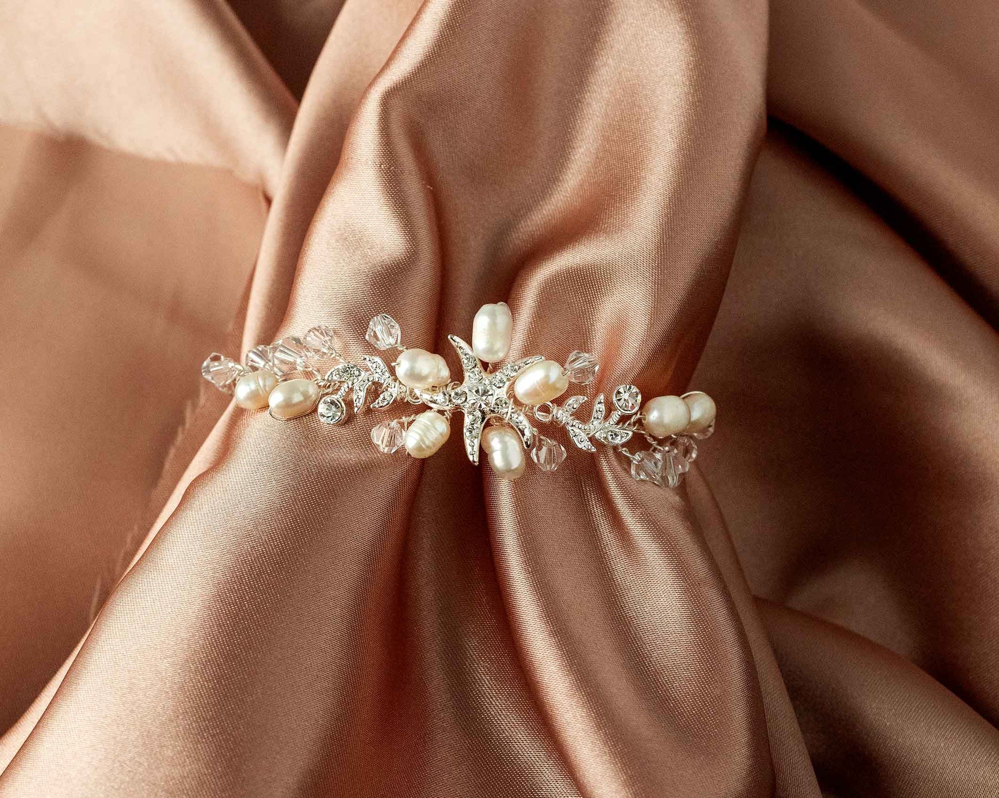 Nautical Wedding Starfish Bracelet with Pearls