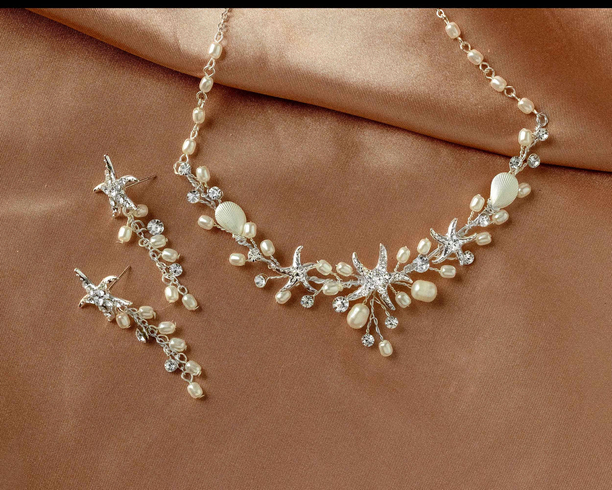 Starfish and Pearl Bridal Necklace Set - Cassandra Lynne