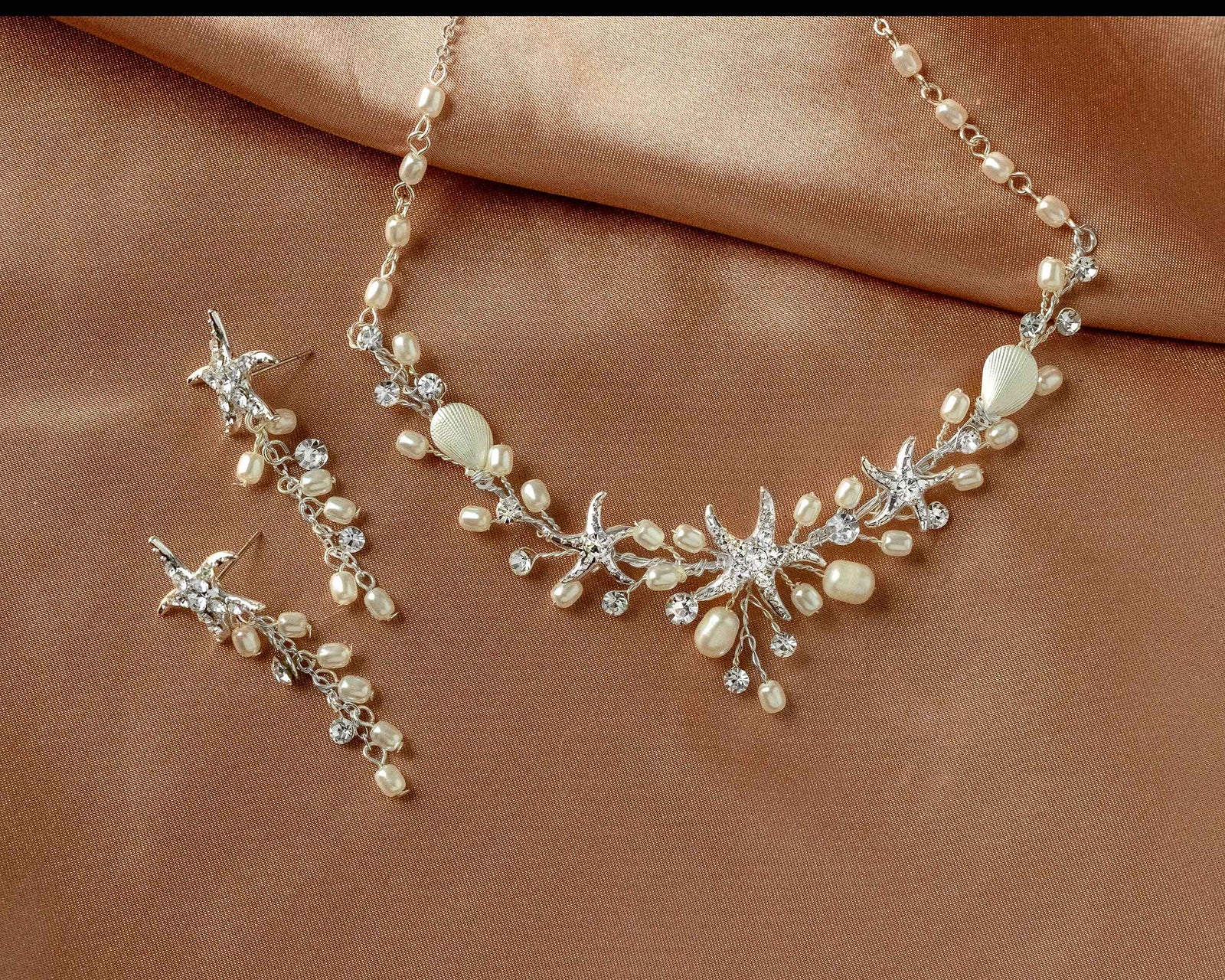 Starfish and Pearl Bridal Necklace Set - Cassandra Lynne