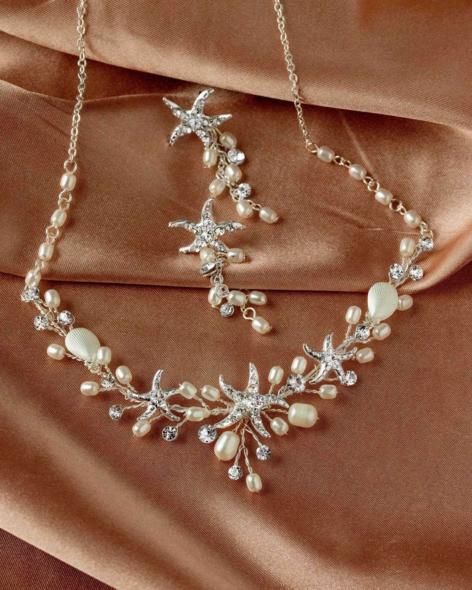 Starfish and Pearl Bridal Necklace Set Cassandra Lynne