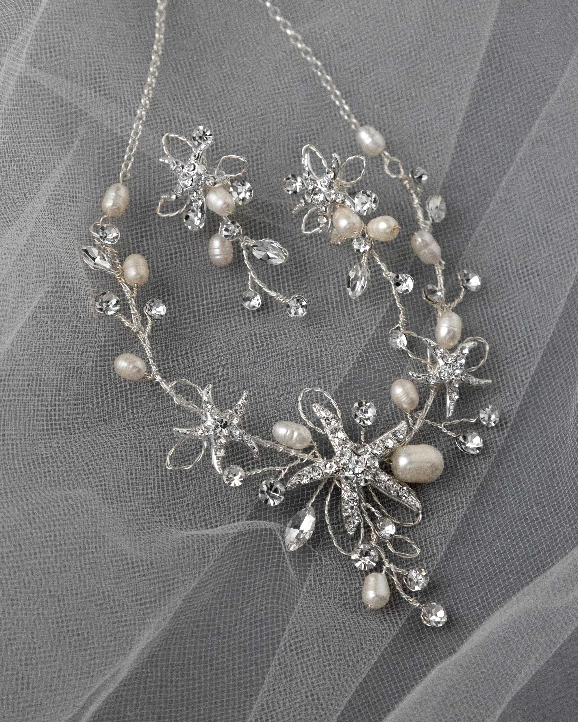 Starfish Wedding Necklace with Pearls - Cassandra Lynne