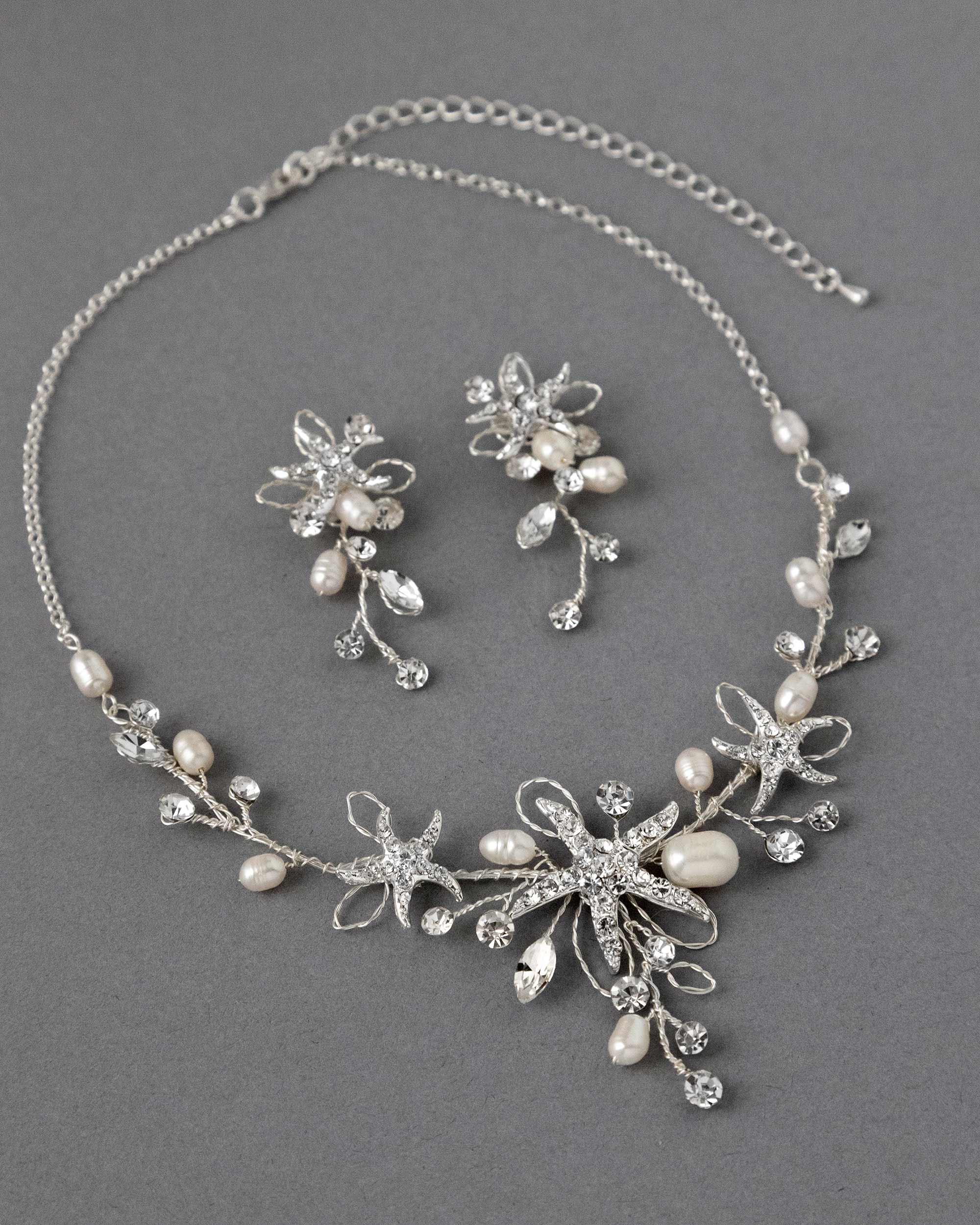 Starfish Wedding Necklace with Pearls - Cassandra Lynne