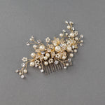 Floral Inspired Pearl Bridal Comb in Gold - Cassandra Lynne