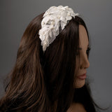 Beaded Lace Bridal Headband in Ivory - Cassandra Lynne