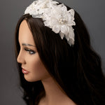 Beaded Lace Bridal Headband in Ivory - Cassandra Lynne