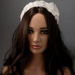 Beaded Lace Bridal Headband in Ivory - Cassandra Lynne