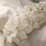 Beaded Lace Bridal Headband in Ivory - Cassandra Lynne
