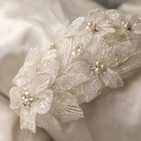 Beaded Lace Bridal Headband in Ivory - Cassandra Lynne