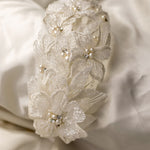 Beaded Lace Bridal Headband in Ivory - Cassandra Lynne