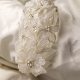 Beaded Lace Bridal Headband in Ivory - Cassandra Lynne