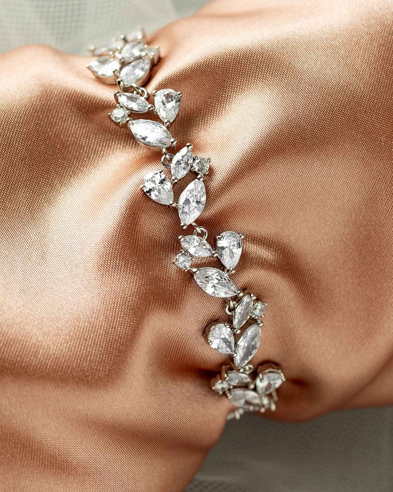 Silver Wedding Jewelry Fashion bracelet with Multishape CZ Stones - Cassandra Lynne