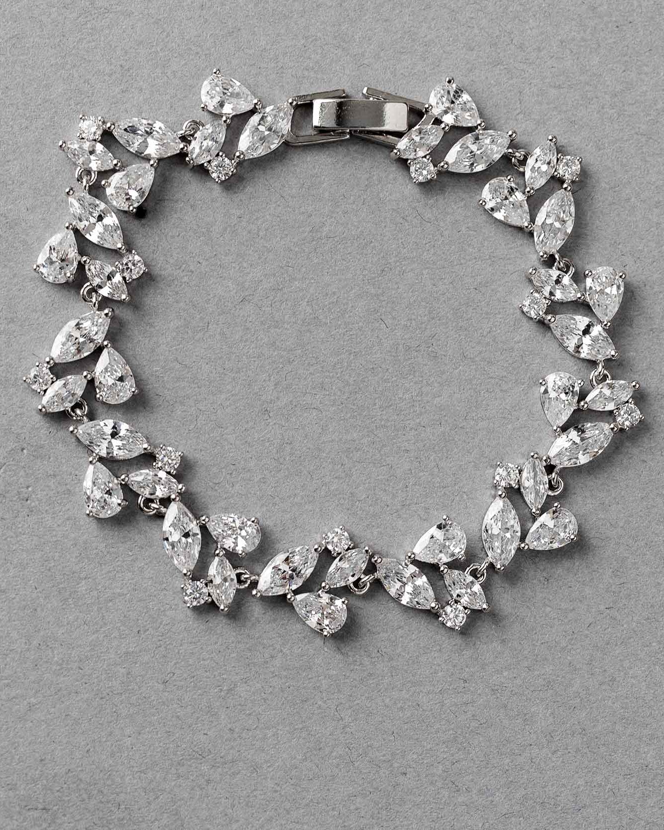 Silver Wedding Jewelry Bracelet with Multishape CZ Stones - Cassandra Lynne