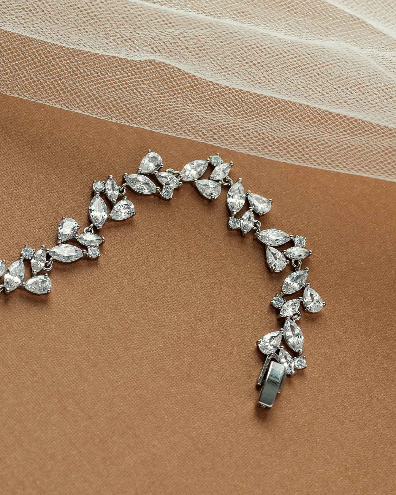 Silver Wedding bracelet with Multishape CZ Stones - Cassandra Lynne