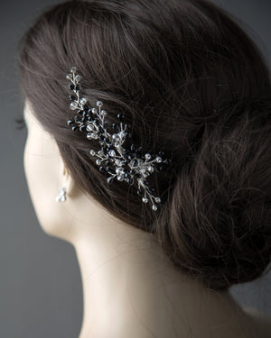Silver and Black Crystal Wedding Hair Clip Cassandra Lynne