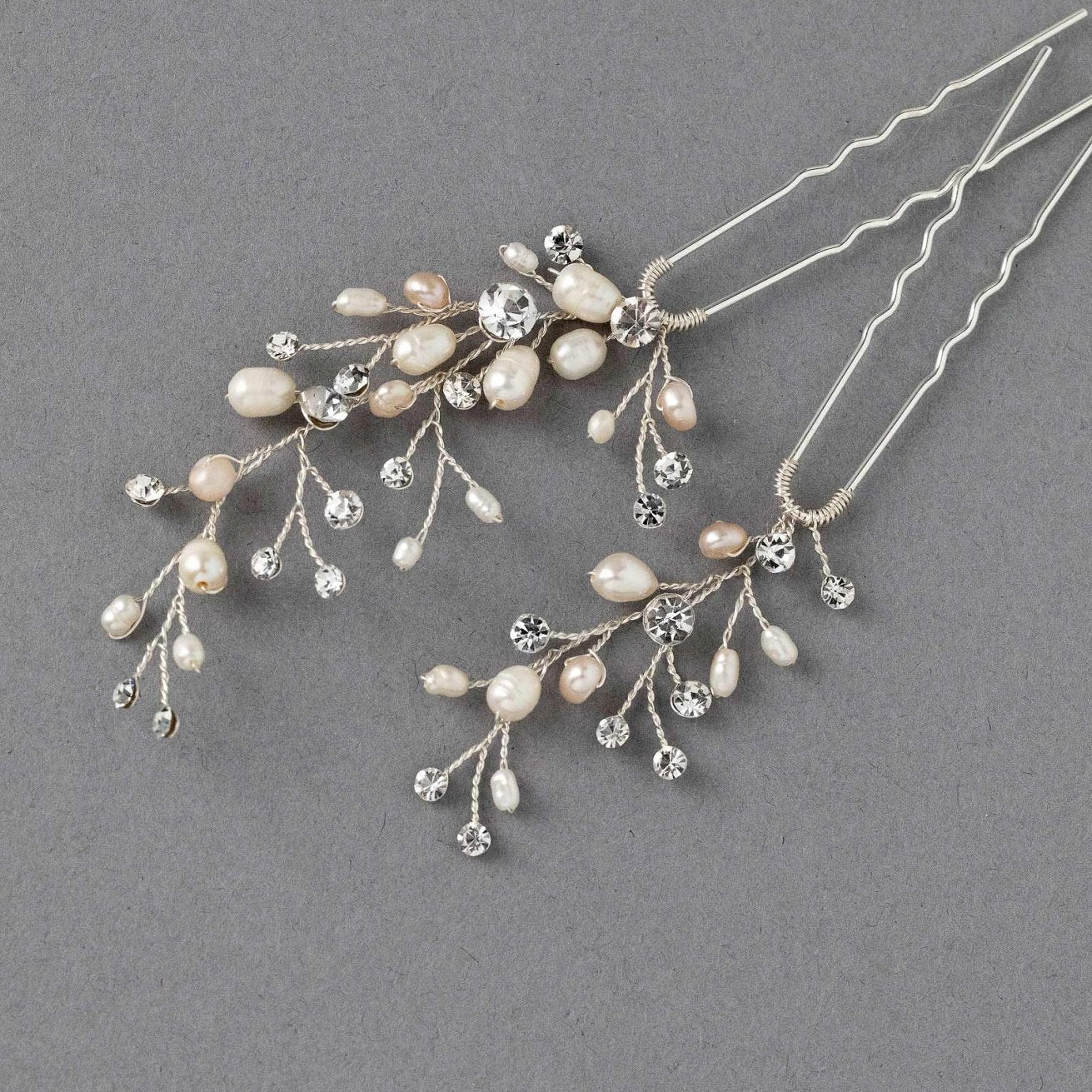 Blush and Ivory Pearl Bridal Hair Pins - Hair Pins - Cassandra Lynne