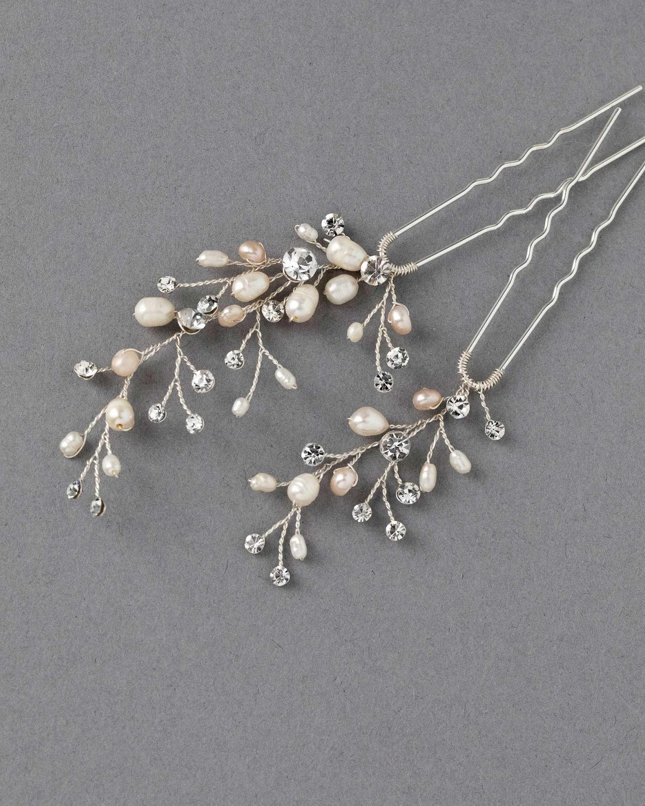 Blush and Ivory Pearl Bridal Hair Pins - Hair Pins - Cassandra Lynne