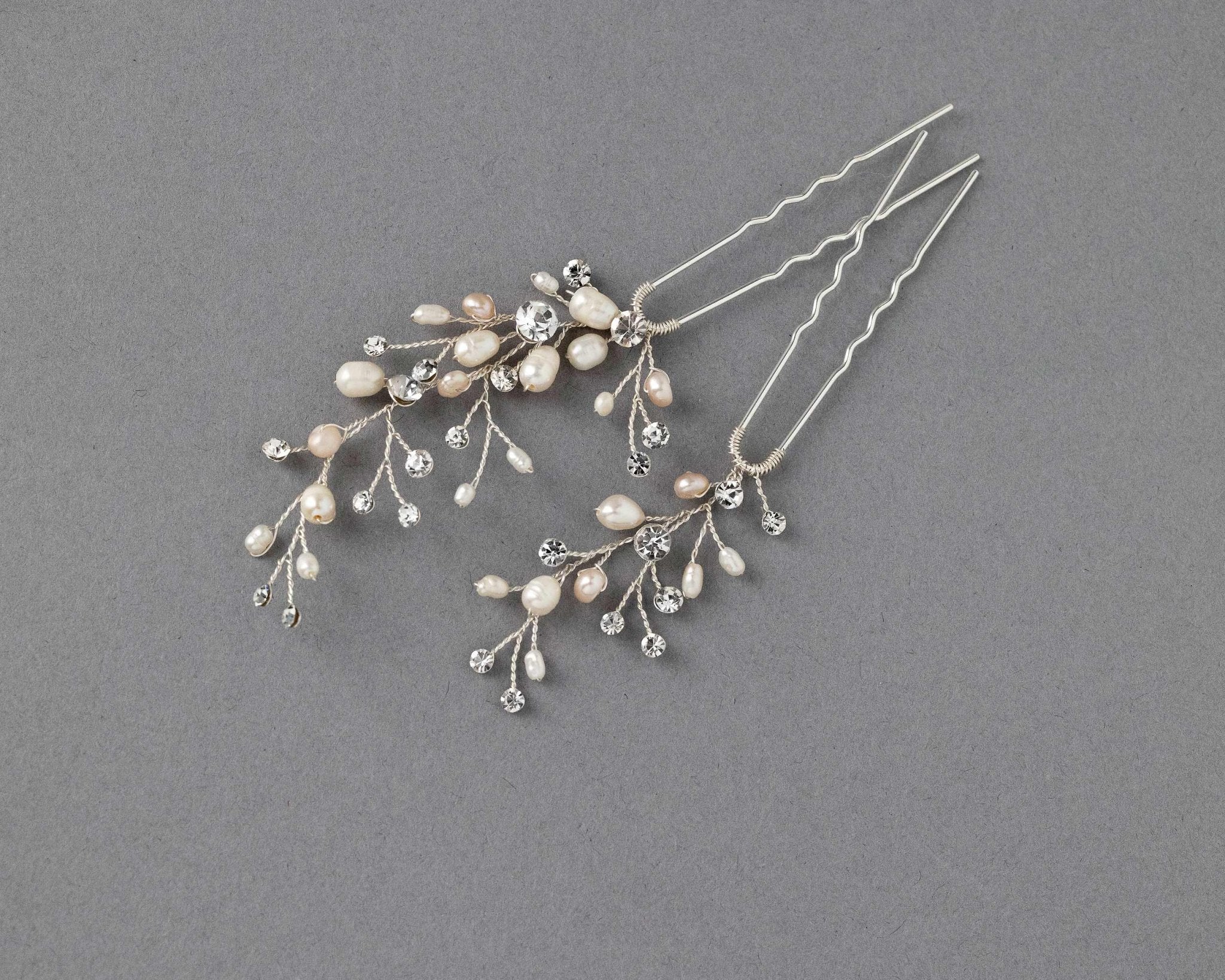 Blush and Ivory Pearl Bridal Hair Pins - Hair Pins - Cassandra Lynne