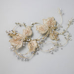 Blush Beaded Lace Leaves Bridal Hair Clip - Hair Clips - Cassandra Lynne