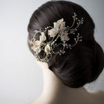 Blush Beaded Lace Leaves Bridal Hair Clip - Hair Clips - Cassandra Lynne
