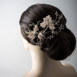 Blush Beaded Lace Leaves Bridal Hair Clip - Hair Clips - Cassandra Lynne