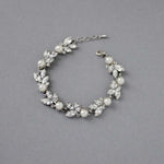 Bracelet of Pearl and Rhinestone Leaf - Bracelet - Cassandra Lynne