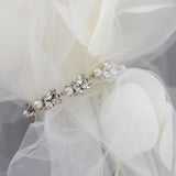 Bracelet of Pearl and Rhinestone Leaf - Bracelet - Cassandra Lynne