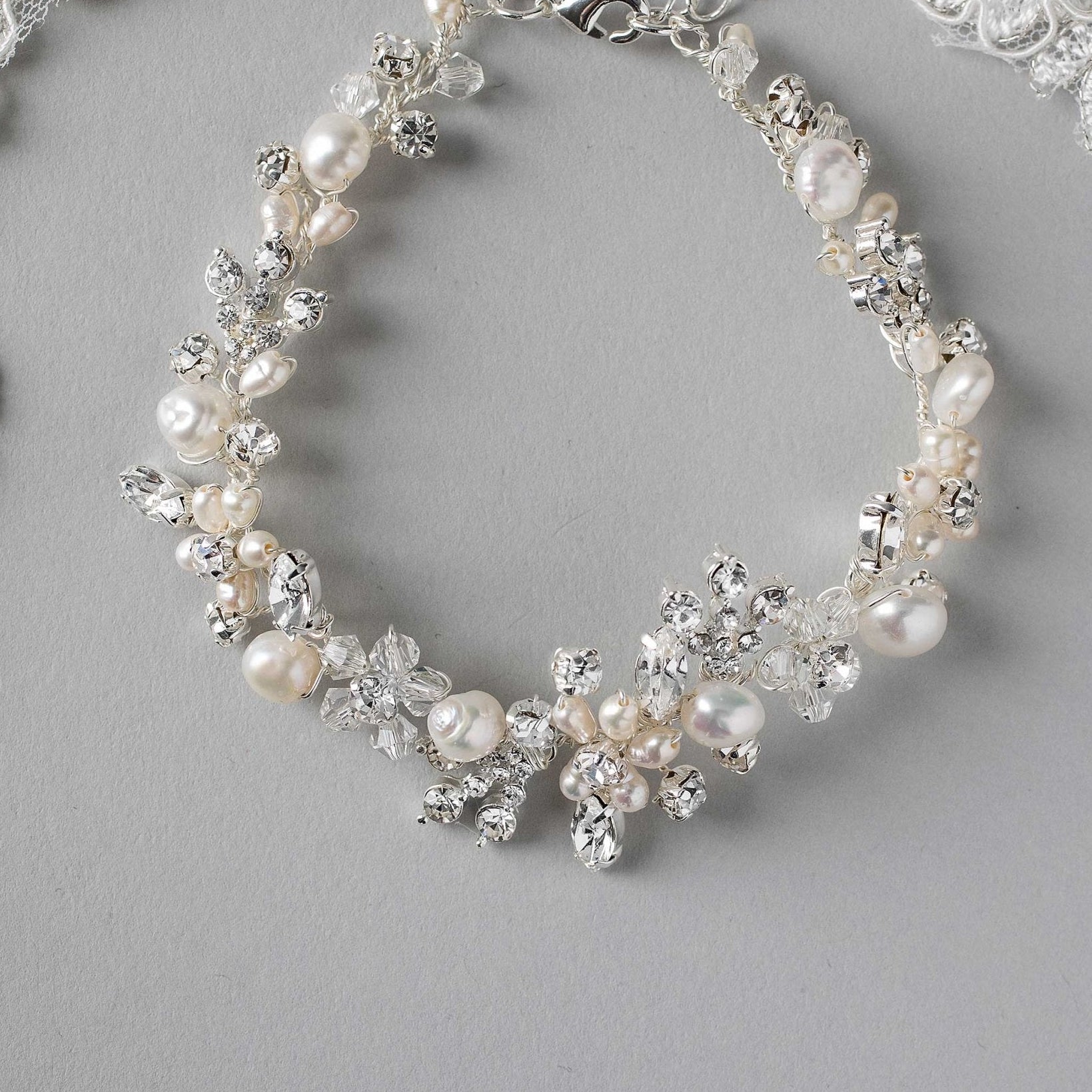 Bracelet with Freshwater Pearls and Crystals - Bracelet - Cassandra Lynne