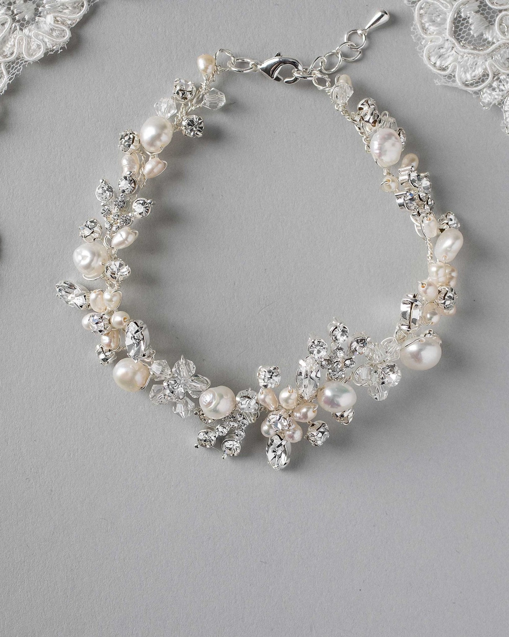 Bracelet with Freshwater Pearls and Crystals - Bracelet - Cassandra Lynne