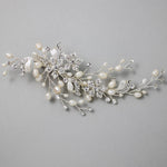 Bridal Clip of Dainty Silver Ribbons and Pearls - Hair Clips - Cassandra Lynne