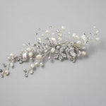 Bridal Clip of Dainty Silver Ribbons and Pearls - Hair Clips - Cassandra Lynne