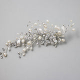 Bridal Clip of Dainty Silver Ribbons and Pearls - Hair Clips - Cassandra Lynne