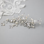 Bridal Clip of Dainty Silver Ribbons and Pearls - Hair Clips - Cassandra Lynne
