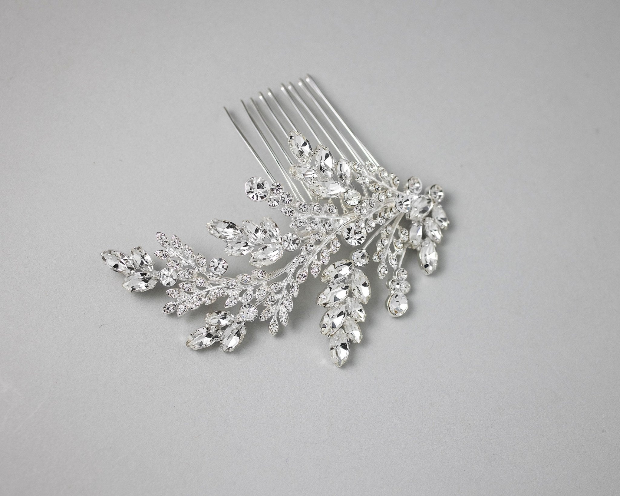Bridal Comb of Delicate Crystal Fern Fronds - Hair Comb - Cassandra Lynne