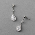 Bridal Earrings of Pave Pear Linked Drops - Earrings - Cassandra Lynne
