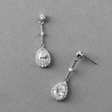 Bridal Earrings of Pave Pear Linked Drops - Earrings - Cassandra Lynne
