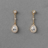 Bridal Earrings of Pave Pear Linked Drops - Earrings - Cassandra Lynne