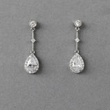 Bridal Earrings of Pave Pear Linked Drops - Earrings - Cassandra Lynne