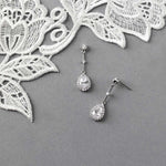 Bridal Earrings of Pave Pear Linked Drops - Earrings - Cassandra Lynne