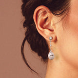 Bridal Earrings of Pave Pear Linked Drops - Earrings - Cassandra Lynne