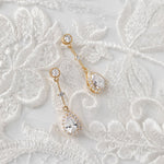 Bridal Earrings of Pave Pear Linked Drops - Earrings - Cassandra Lynne