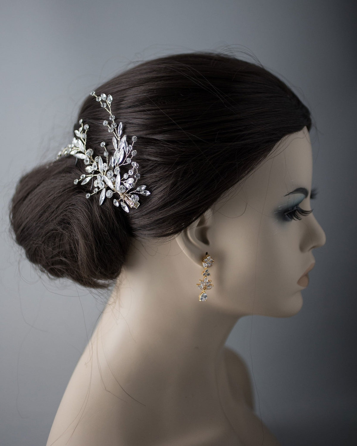 Bridal Hair Clip in Gold and Elongated Marquise Crystals - Hair Clips - Cassandra Lynne