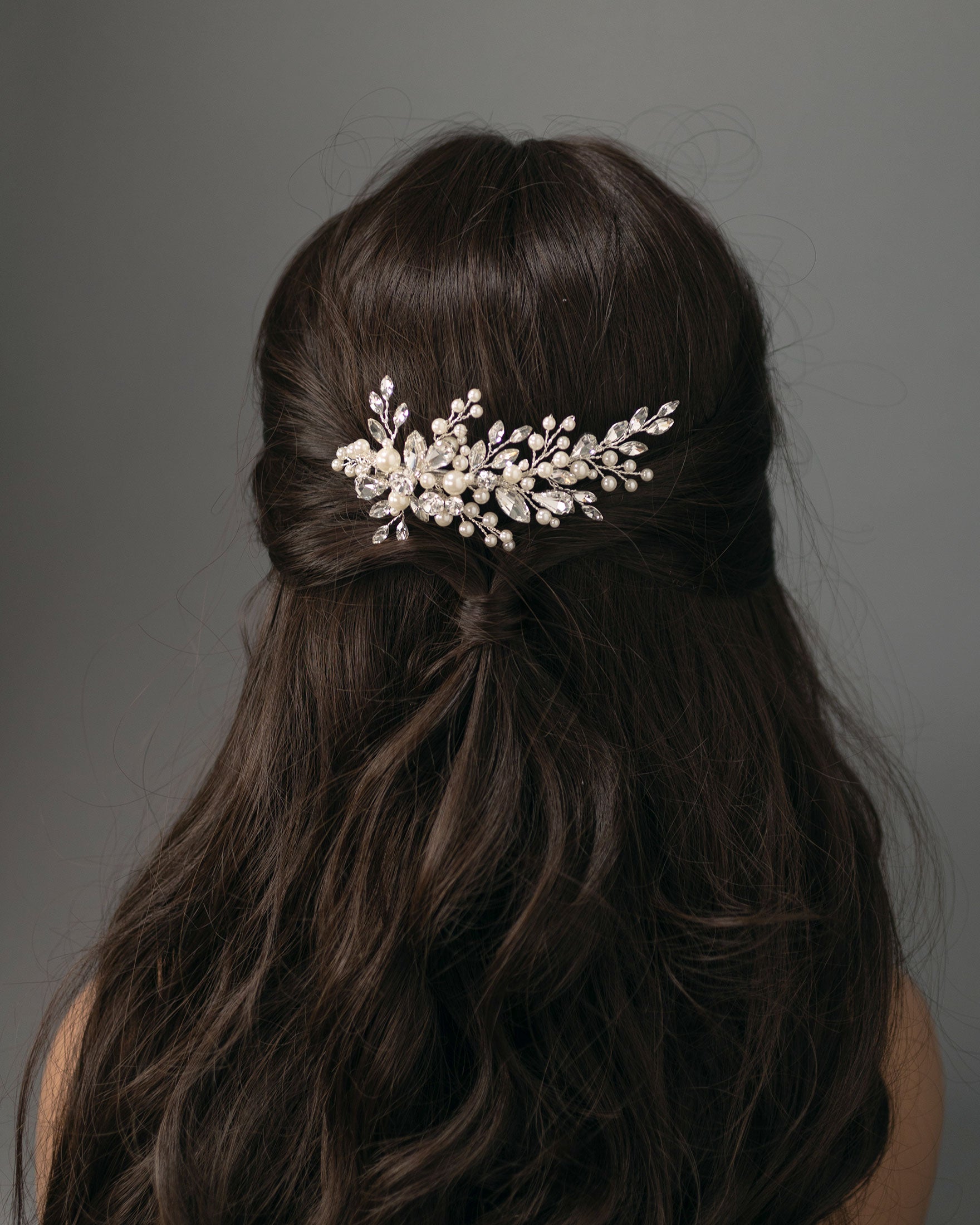 Bridal Hair Clip of Jewels and Pearls - Cassandra Lynne