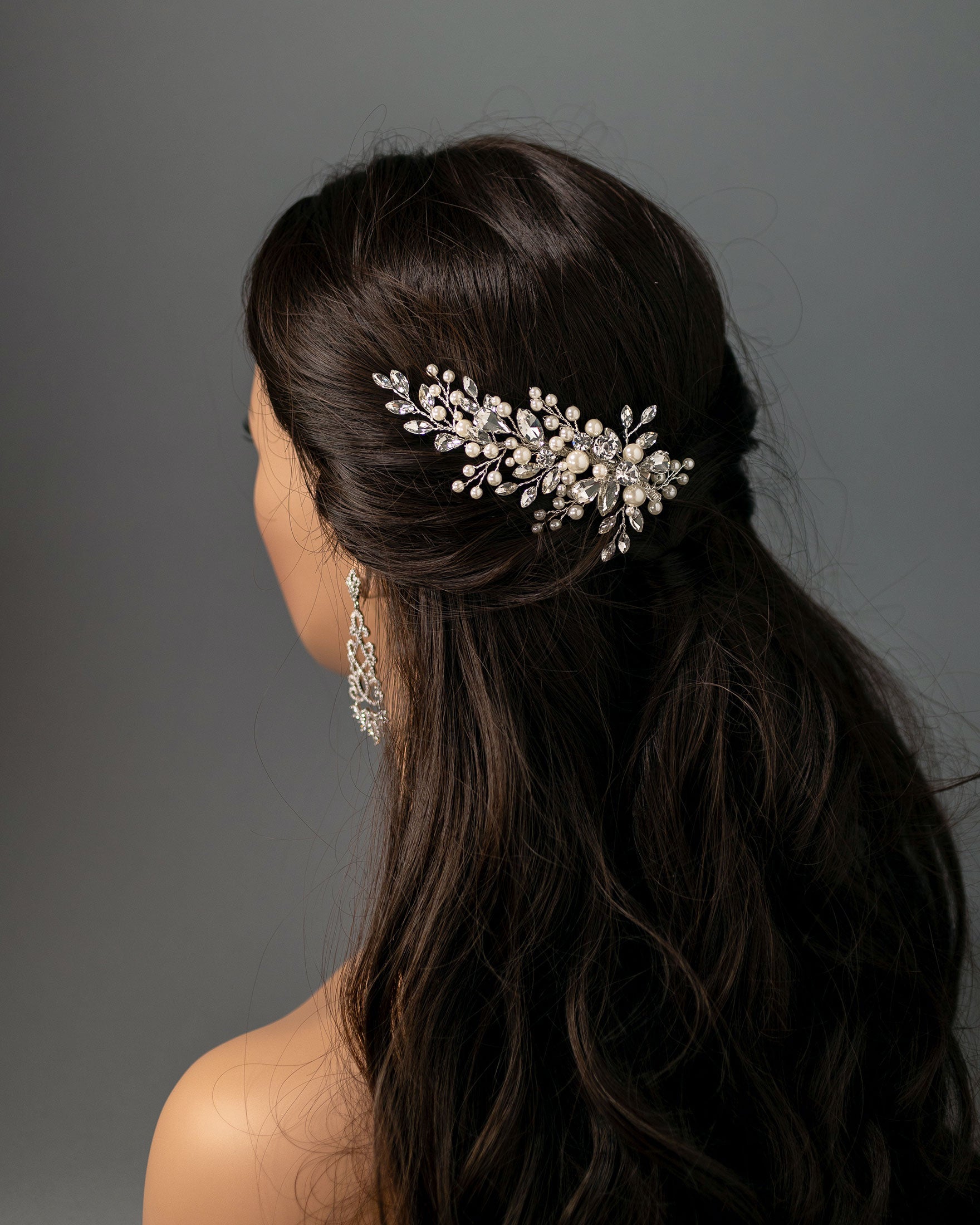 Bridal Hair Clip of Jewels and Pearls - Cassandra Lynne
