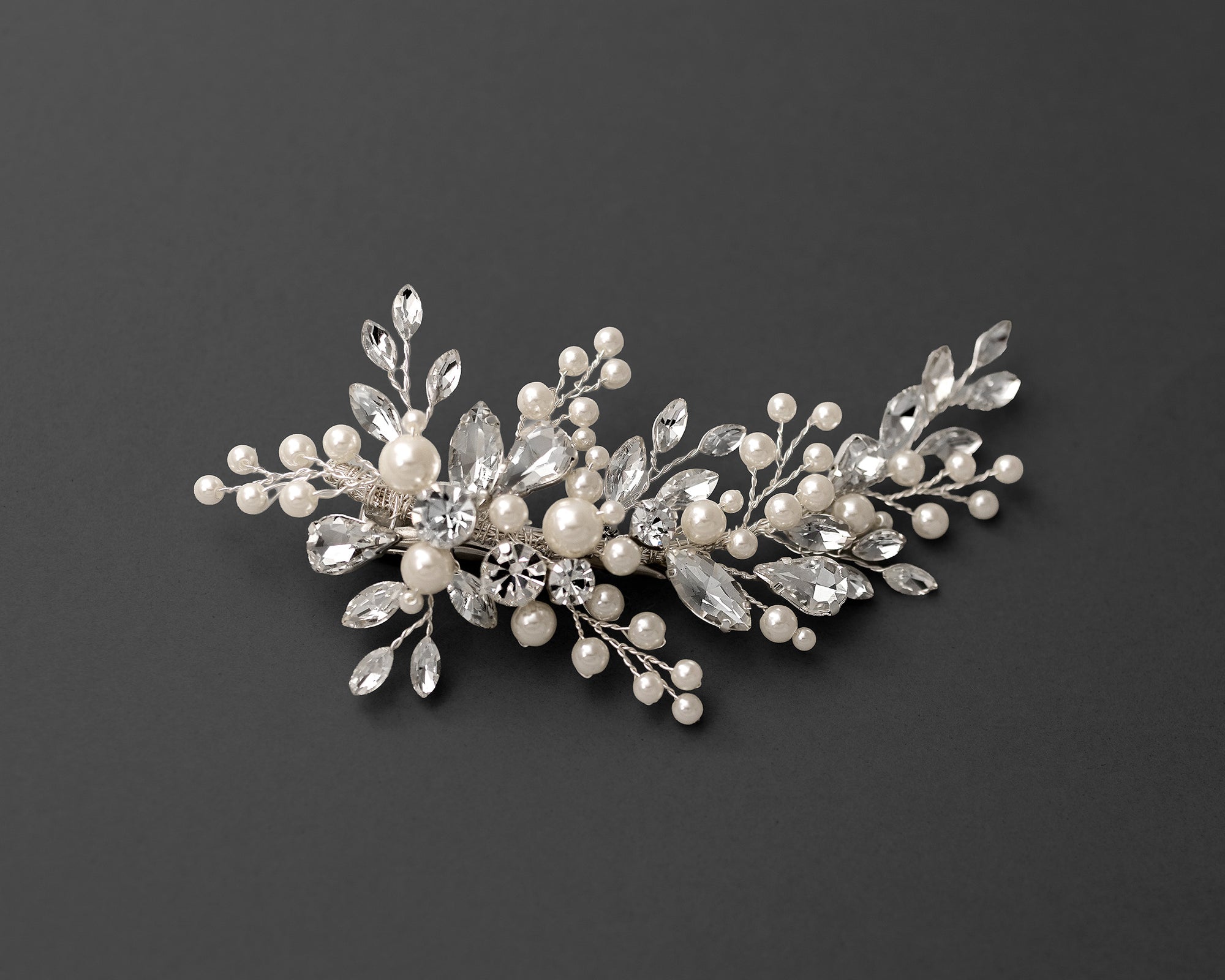 Bridal Hair Clip of Jewels and Pearls - Cassandra Lynne
