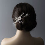 Bridal Hair Clip of Ivory Matte Pearls and Jewels - Hair Clips - Cassandra Lynne