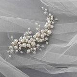 Bridal Hair Clip of Ivory Pearls and Glass Beads - Hair Clips - Cassandra Lynne