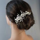Bridal Hair Clip of Ivory Pearls and Glass Beads - Hair Clips - Cassandra Lynne