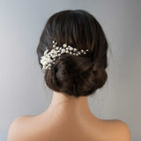 Bridal Hair Clip of Ivory Pearls and Glass Beads - Hair Clips - Cassandra Lynne